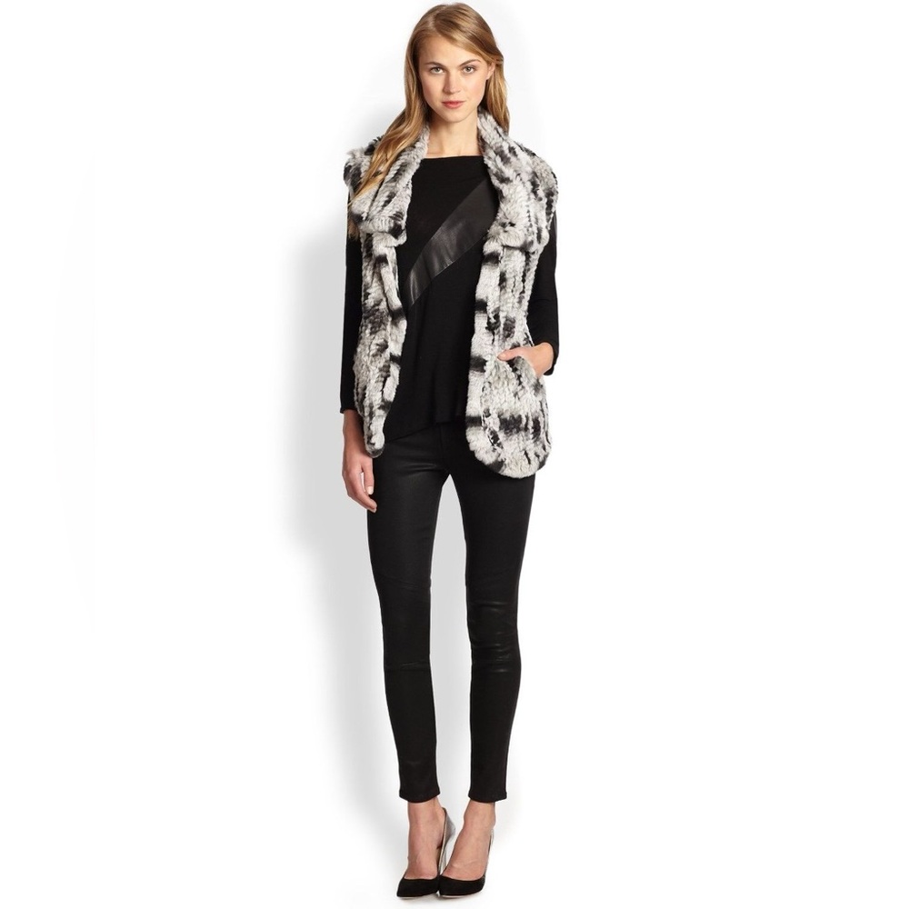 Alice & Olivia Genuine Rabbit Fur Vest - Medium